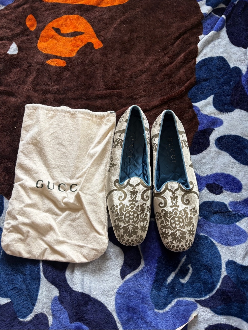 Gucci Damask velvet slipper EU41.5